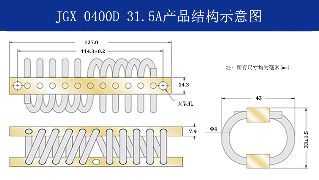 JGX-0400D-31.5A多應用鋼絲繩隔振器結(jié)構(gòu)