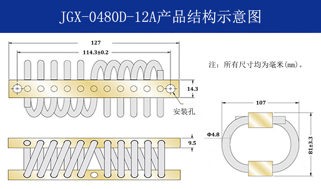 JGX-0480D-12A多應(yīng)用鋼絲繩隔振器結(jié)構(gòu)